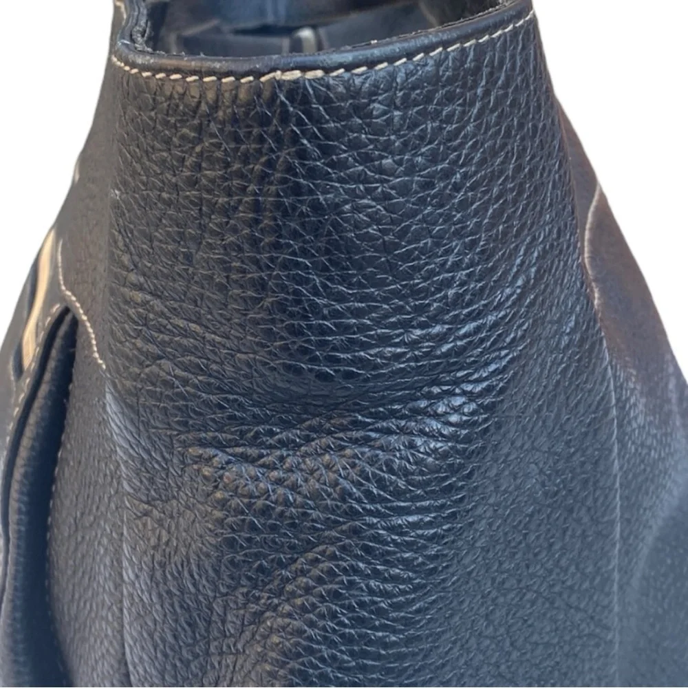 FURLA Black Pebbled Leather Hobo Handbag Purse Bag - Picture 4 of 16